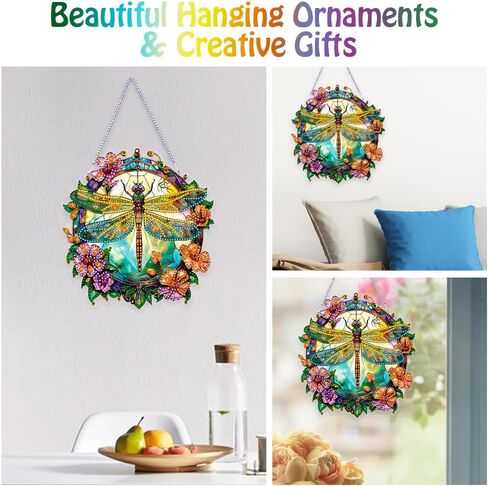 Koikify Diamond Art Hanging Pendant, Dragonfly Crystal Gem Painting Ornament Crafts Kit for Home Décor & Gift in Saudi Arabia