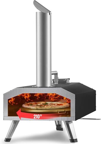 VEVOR Multi-fuel Outdoor Pizza Oven, 12-inch Gas & Wood Fired Pizza Maker with Auto Rotatable Stone, Portable Pizza Ovens for Outside Backyard Camp, Carry Cover, Shovel, CSA Certified, Black in Saudi Arabia