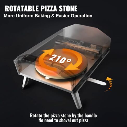 VEVOR Multi-fuel Outdoor Pizza Oven, 12-inch Gas & Wood Fired Pizza Maker with Auto Rotatable Stone, Portable Pizza Ovens for Outside Backyard Camp, Carry Cover, Shovel, CSA Certified, Black in Saudi Arabia