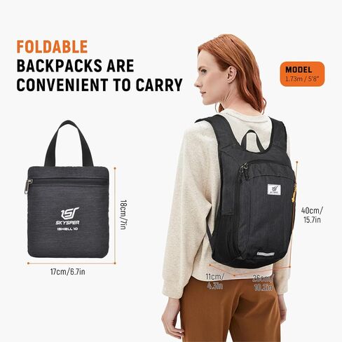 SKYSPER Small Hiking Travel Waterproof Backpack - Lightweight Packable Day Pack for Women and Men - Foldable Light Weight Water Proof Mini Daypack - 10L Collapsible Back Pack for Outdoor in Saudi Arabia