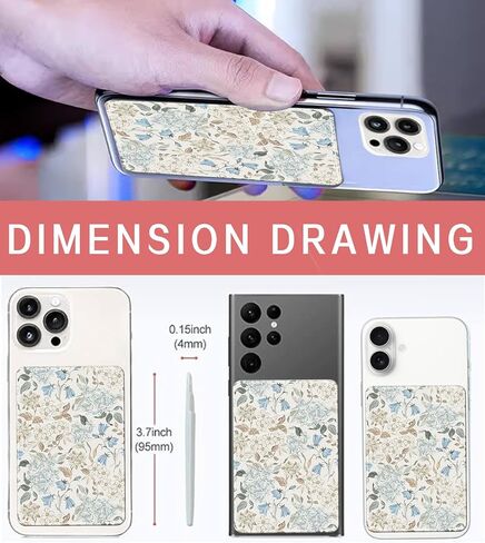 Phone Card Holder, Cute Leather Phone Wallet Stick On, Dual Pocket Credit Card Sticky Wallet, Compatible with Most of Cell Phone Beige Base Daisy in Saudi Arabia