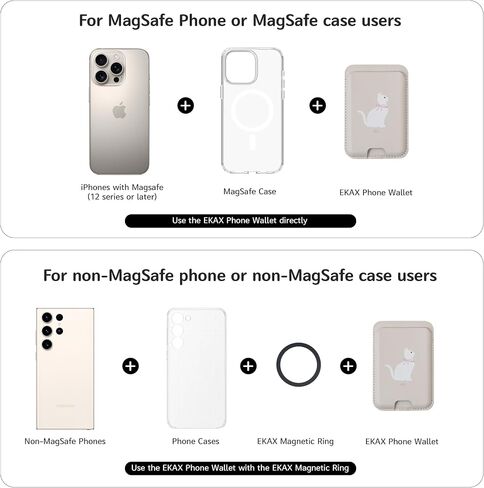 Anti-Lost Magnetic Phone Wallet, Strong Magnetic Design, Compatible with MagSafe, Holds 1 Cards, Phone Wallet Stick on iPhone and Android Smartphones, (Pink Bow, Pocket) in Kuwait