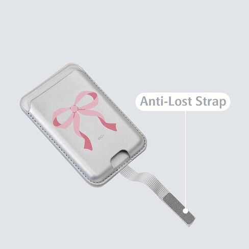 Anti-Lost Magnetic Phone Wallet, Strong Magnetic Design, Compatible with MagSafe, Holds 1 Cards, Phone Wallet Stick on iPhone and Android Smartphones, (Pink Bow, Pocket) in Kuwait