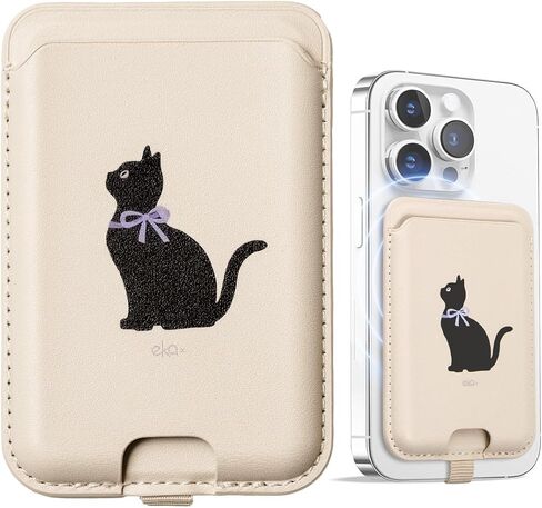 Anti-Lost Magnetic Phone Wallet, Strong Magnetic Design, Compatible with MagSafe, Holds 1 Cards, Phone Wallet Stick on iPhone and Android Smartphones, (Pink Bow, Pocket) in Kuwait