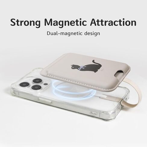 Anti-Lost Magnetic Phone Wallet, Strong Magnetic Design, Compatible with MagSafe, Holds 1 Cards, Phone Wallet Stick on iPhone and Android Smartphones, (Pink Bow, Pocket) in Kuwait