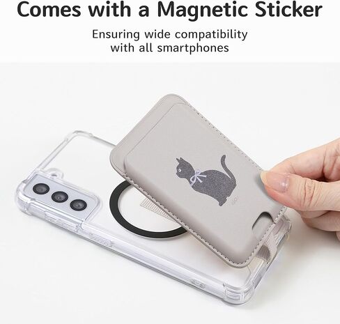 Anti-Lost Magnetic Phone Wallet, Strong Magnetic Design, Compatible with MagSafe, Holds 1 Cards, Phone Wallet Stick on iPhone and Android Smartphones, (Pink Bow, Pocket) in Kuwait