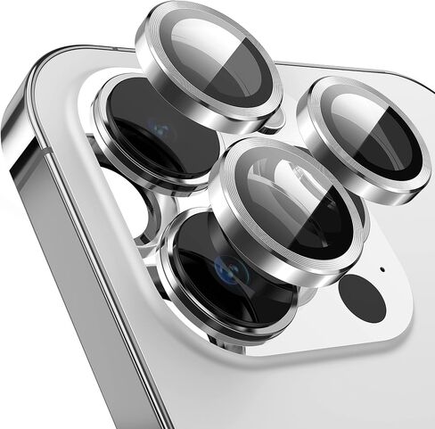 سومان لـ iPhone 14 Pro 6.1 بوصة / 14 Pro Max 6.7 بوصة واقي عدسة الكاميرا ، نمط نسيج المعادن+ 9H الزجاج المقسى ، تغطية كاملة تغطية واقية [خطوط القرص المضغوط المعدني] -الأرجواني in Saudi Arabia