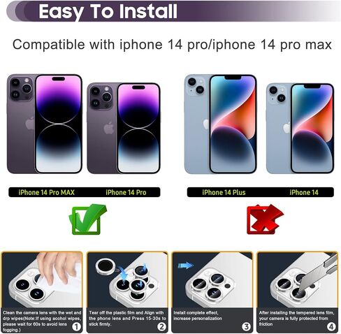 سومان لـ iPhone 14 Pro 6.1 بوصة / 14 Pro Max 6.7 بوصة واقي عدسة الكاميرا ، نمط نسيج المعادن+ 9H الزجاج المقسى ، تغطية كاملة تغطية واقية [خطوط القرص المضغوط المعدني] -الأرجواني in Saudi Arabia