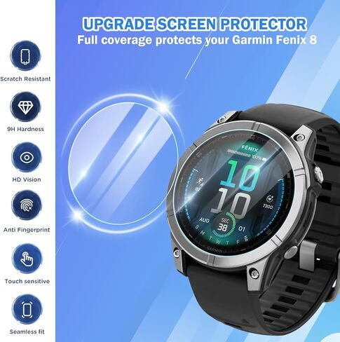 4 حزمة متوافقة مع Garmin Fenix ​​8 47mm شاشة واقي الشاشة ، HD Clear 9H Film Glass Protection Film for Fenix ​​8 Solar/Amoled Watch Screen Protector 47mm ، مضاد للخلع وحسس لمسة حساسة in Kuwait