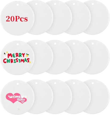 دوائر أكريليك بيضاء الفراغات 20 pcs 4 بوصات دائرية زخرفة أكريليك خطافات صافية أقراص أكريليك مع ثقوب لصنع الحرف اليدوية التي تصنع الرسم والزخارف المشاريع in Kuwait