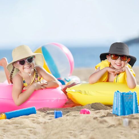 Kids Sun Hat Outdoor UPF 50+ Kids Hat for Boys Girls Bucket Hat with Wide Brim Neck Flap for Fishing Beach Safari in Kuwait