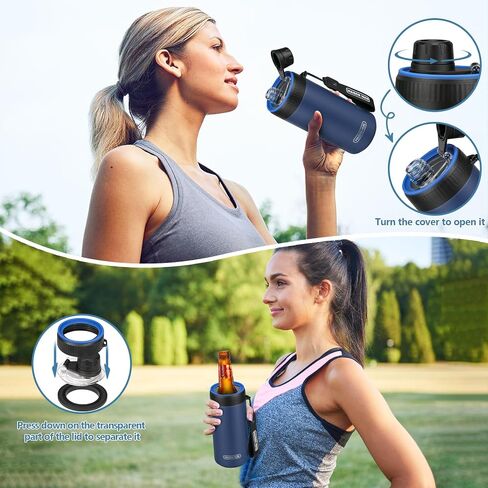 4 In 1 Beer Can Cooler Bottle Holder with Drinking Spout Lid for 12oz Regular, Slim Skinny Cans and Thermal Bottles,Sealed Insulated Double Wall Vacuum Stainless Steel Can Keeps Your Drinks Cold in Saudi Arabia
