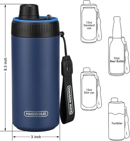 4 In 1 Beer Can Cooler Bottle Holder with Drinking Spout Lid for 12oz Regular, Slim Skinny Cans and Thermal Bottles,Sealed Insulated Double Wall Vacuum Stainless Steel Can Keeps Your Drinks Cold in Saudi Arabia