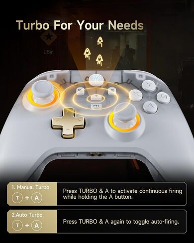 AKNES EasySMX D05 Wireless Gaming Controller with Charging Dock for PC/Switch/iOS/Android, Hall Joystick&Triggers, 2 Programmable Back Buttons, 1000Hz Polling Rate, Adjustable RGB Lighting - White in Saudi Arabia