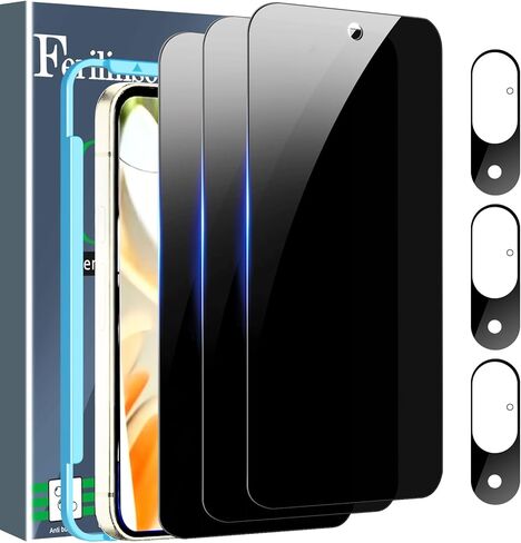 Ferilinso 4 Pack Screen Protector for iPhone 15 Pro with 4 Pack Tempered Glass Camera Lens Protector Phone Case Friendly Ultra Accessories Protector de Pantalla for Apple iPhone 15 Pro in Kuwait