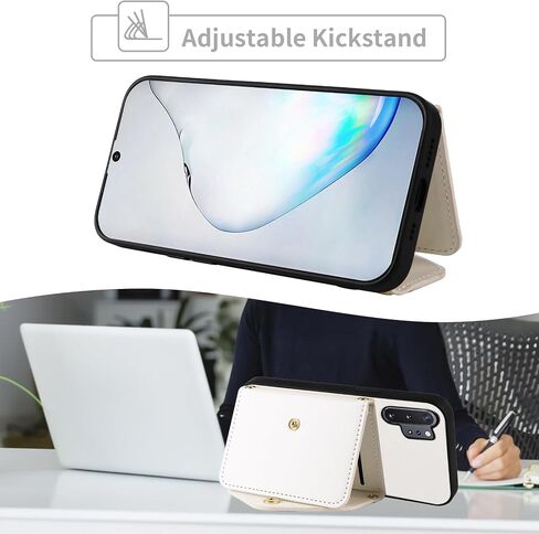 حقيبة محفظة لـ Samsung Galaxy Note 10 Plus Note10+ 5G مع حزام كتف حزام معصم ، حامل بطاقة ائتمان جلدي ، غطاء هاتف لـ Note10+ Notes 10+ 10 not s10 10plus نساء الرجال الأبيض in Kuwait