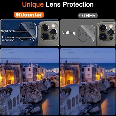 Milomdoi 3 Pack Screen Protector for Apple iPhone 12 Pro Max with 3 Pack Tempered Glass Camera Lens Protector, Ultra 9H Accessories, Case Friendly, Mounting Frame, 2.5D Curved, Transparent in Kuwait