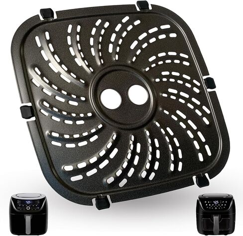 Air Fryer Grill Pan Replacement Parts for Power XL Gowise, 7QT Upgraded Crisper Plate Tray Non-Stick Air Fryer Rack with Rubber Bumpers for Air Fryer in Kuwait