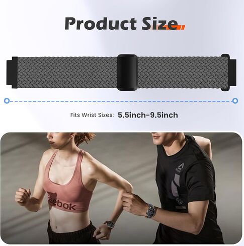 Braided-Bands Compatible With Amazfit Active 2/GTS 4/GTS 3/GTR mini, 20MM Magnetic Stretchy Strap for Amazfit Bip 3 Pro/Bip U Women Men in Kuwait