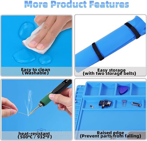 Kaisi Anti-Static Mat with ESD Wrist Strap and Grounding kit, Silicone Soldering Repair Work Mat 932°F Heat Resistant ESD Safe pad for Electronic, Phone, iPhone, iPad, iMac, Laptop, Computer, Watch in Kuwait