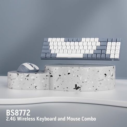 Redragon BS135 Wireless Keyboard and Mouse Combo, 75% 78 Keys 2.4Ghz Wireless Low-Profile Mechanical Keyboard w/Rechargeable Battery, Single Blue Blacklight, 2400 DPI Ergonomic Mouse (Lollipop Blue) in Kuwait