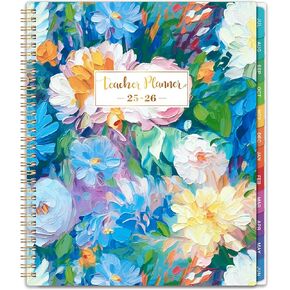 2025 Planner - Planner 2025, Jan.2025 - Dec.2025, 8" x 10",2025 Planner Weekly and Monthly with Marked Tabs, Pocket, Twin-Wire Binding - Glory Floral