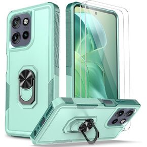 for Motorola Moto G 5G 2025 Case with Screen Protector,Heavy Duty Shockproof Dual Layer Protective Military Grade Drop Proof Rugged Cover Built in Kickstand (Purple, Moto G 5G 2025)