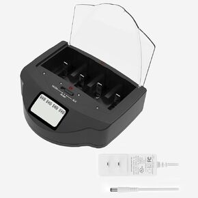 Universal Rapid Battery Charger for Alkaline, AA, AAA, C, D, 9V Ni-MH Ni-CD Rechargeable Batteries, Come with FCC & UL Certified. Black