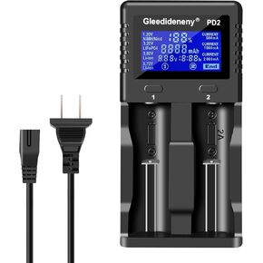 18650 Battery Charger, 2 Bay Universal Charger LCD Display for Rechargeable 3.7V 3.8V 3.2V 26650 20700 18650 18350 17670 17500 16340(RCR123) 14500 1.2V AA AAA SC C Size Batteries