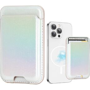 for MagSafe Card Wallet,Slim Leather Magnetic Phone Wallet Design Stick on Credit Card Holder for iPhone 15/14/13/12 Mini/Plus/Pro/Pro Max,Fit 3 Cards (Rainbow)