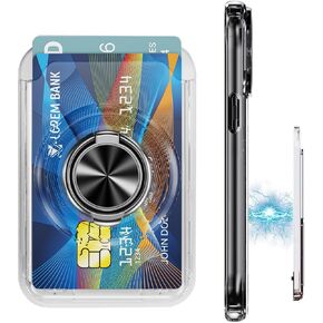 حامل بطاقة الائتمان المغناطيسي لـ Magsafe Wallet Case عصا على الهاتف مع 360 حلقة قبضة متوافقة مع iPhone 16/15/14/13/12 (Silver)