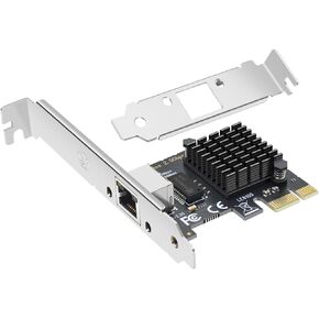 Single Port 2.5gb Gigabit Network Card with Realtek RTL8125BG RJ45 Port LAN NIC Card, PCI Express 2500Mbps Ethernet Server Adapter PCIe 2.0 x1 Support Windows Server/Linu