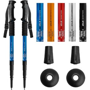 2 Pack Hiking Poles for Junior, Nordic Walking Pole Hiking Sticks Lightweight Collapsible & Shock-Absorbent Aluminum with Quick Adjustable Locks for Youth & Women