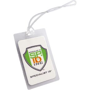 Bulk 25 Pack - Heavy Duty 7 Mil Laminating Luggage Tag Pouches - Clear 2 ½ X 4 ¼ Inch Sheets - Hot Thermal Laminate Pouch Bag Tags Kit w/Slot Hole & 6" Loops for I'd Card, Photo Badge by Specialist ID