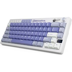 RK ROYAL KLUDGE M65 Wireless Mechanical Keyboard with Volume Knob, 60% Tri-Mode Gaming Keyboard 2.4G/BT/USB-C, Gasket Mount, Battery Display, PBT Keycaps, Hot-Swappable Cream Switch, White