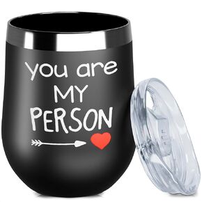 Wine Tumbler for Hot Drinks - You are My Person Wine Tumblers for Women Birthday Gifts for Women Insulated Tumblers with Lids - Best Friend Tumbler Insulated Coffee Mug Tumbler 12oz Tumbler with Lid
