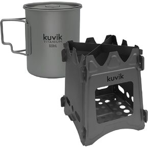 Kuvik 550ml (18.6 oz) Titanium Cup & Titanium Wood Stove Bundle