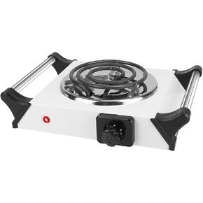 Electric Hot Plate, 1000W Countertop Single Burner with Adjustable Temperature & Handles, Stainless Steel Coil Electric Stove for Cooking Cooktop for Home Kitchen Dorm RV Camp, Black