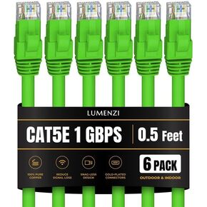 Cat 5e Ethernet Cable 3 FT in Grey 6 Pack 1 Gbps Speed Network Short Round Rj45 Outdoor Indoor Direct Burial Bare Copper LAN Patch Cable for Router Gaming PS5 XBOX Printer Computer CCTV Switch in Kuwait