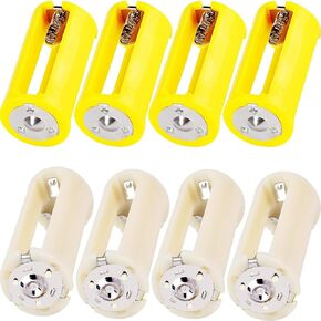 8pcs 3 AA to 1 D Batteries Adapter Holder Parallel 1.5V Output Battery Converter 3 Slots Case Box Cell Conversion Tool Switcher LR6 Battery for Flashlights Lanterns(4 White and 4 Yellow)