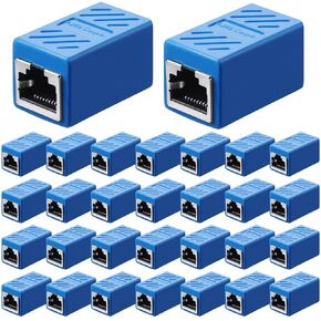 Frienda 10 Pieces RJ45 Coupler, Ethernet Extension Adapter Network Connector for Cat7/Cat6/Cat5e/Cat5 Ethernet Network Cable Coupler Female to Female (Blue)