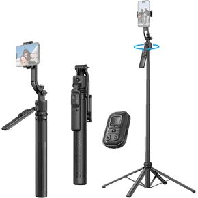 Andoer 64'' Auto Face Tracking Tripod with Stand, 360 Rotation Tracking, Remote & Gesture Control, Selfie Stick Tripod for Video Vlog, Live Streaming, Tiktok, YouTube, Facetime
