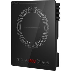 Portable Induction Cooktop Burner, 1800W, Induction Hot Plate with LCD Sensor, Electric Cooktop, Large 8" Heating Coil, 4 Hours Timer