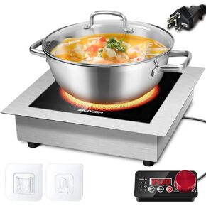Commercial Induction Cooktop 3500W 240V, Powerful Induction Electric Stove, Built-in & Countertop Burner with Digital Sensor, Press/Knob Separate Controller, Hook Stickers
