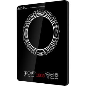 Portable Induction Burner, 1500W Electric Induction Countertop Burner with Touch Panel, Power & Temp Adjustable, Hot Plate Cooker with 3-Hour Timer