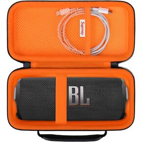 Hard Carrying Case for JBL Flip 7 Flip 6 Flip 5 Portable Bluetooth Speaker, Storage Holder Travel Bag with Mesh Pocket for USB Cable, Very Suitable for Home, Outdoor, and Travel, Black