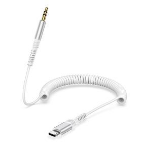 Coiled USB C to 3.5mm Audio Aux Jack Cable for iPhone 16e/16Pro/15/15Pro Max, 6ft Type C to 3.5mm Headphone Car Stereo Cord Compatible with Android Samsung, iPad Pro, MacBook, Google Pixel