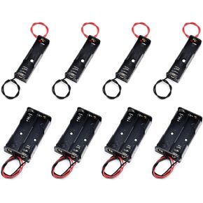 8 Pack AA Battery Holder Bundle with Wire 1 AA Battery Holder 1.5V, 4 Pcs, 2 AA Battery Holder 3V, 4 Pcs