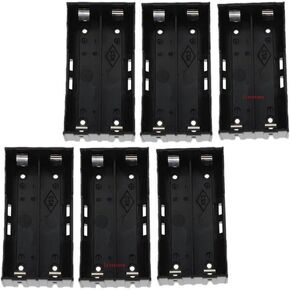 18650 Battery Case Holder, 6 Pcs 2 Slots x 3.7V DIY Battery Storage Box, in Parallel Black Plastic Batteries Case with Pin for 2 x 18650