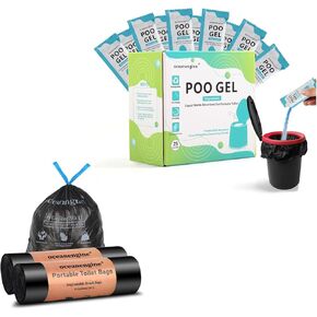 25pack Portable Toilet Absorbent Gel and 40 Pack Portable Toilet Bags with Drawstrings